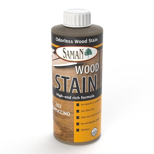 SamaN Interior Water Based Wood Stain - Natural Stain for Furniture, Moldings, Wood Paneling, Cabinets (Cappuccino TEW-202-12, 12 oz) - color: Cappuccino, size: 12 oz
