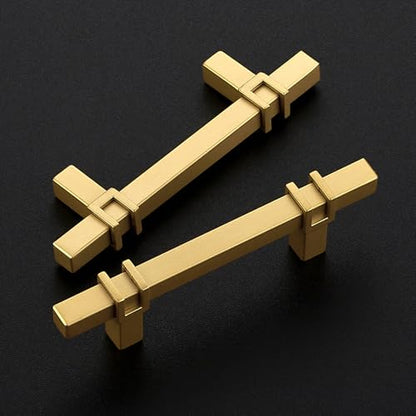 HOME EDIT 3 inch Cabinet Handles, 10 Pack Kitchen Cabinet Handles Gold Drawer Pulls Zinc Alloy Square Bar Kitchen Pulls - color: Gold, size: 3 Inch Hole Center