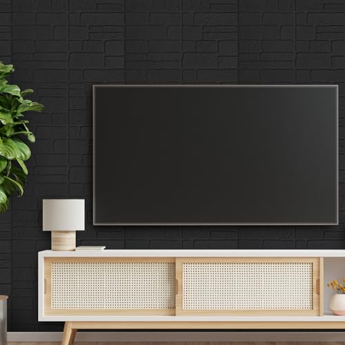 YU LI 3DH 3D Wall Panels Peel and Stick Faux Stone Wall Panel Black 20-Pack Faux Brick Self-Adhesive Wallpaper 3D Foam Brick Wallpaper - color: All black, size: 20PCS