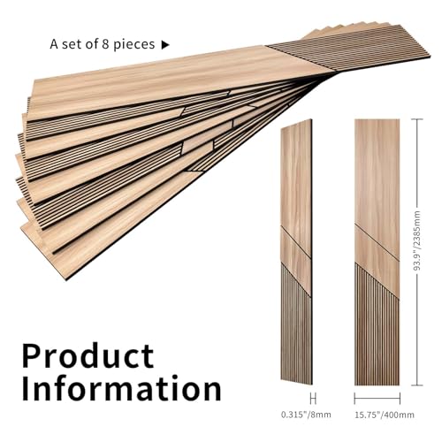 8-Pack Teak Wood Grain 3D WPC Wall Panels with Adhesive, Peel and Stick Wall Panels for Accent Wall, Covers 82.15 Sq Ft, for Luxury Living Room & Bedroom Decor - size: 16" × 94"