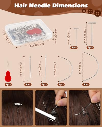 FIVEIZERO 900yd Black Sew in Hair Extension Thread and 30pcs T/C/J/I Needle - color: 900yd-black