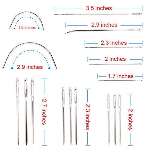 Upholstery Repair Kit 29-Pack Hand Sewing Needles,Thread,Tape Measure - color: Pack of 29