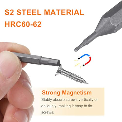 HARFINGTON 3pcs H0.7 Hex Screwdriver Bit 5/32" Hex Shank 28mm Length S2 Steel Magnetic Hexagon Head Screw Driver Bits for Precision Repair - size: H0.7