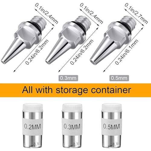 HUBEST Airbrush Nozzle Needle Set for Iwata Master, 0.2/0.3/0.5mm - size: KIT 2