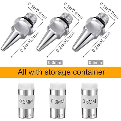 HUBEST Airbrush Nozzle Needle Set for Iwata Master, 0.2/0.3/0.5mm - size: KIT 2