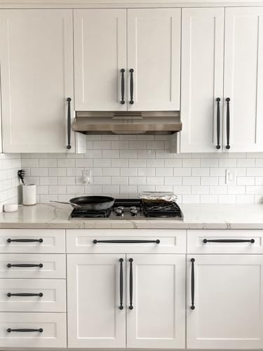 10 Pack Matte Black Cabinet Pulls 5 Inch(128mm) Kitchen Cabinet Handles Solid Zinc Alloy Cabinet Hardware Drawer Pulls - color: Matte Black, size: 5" Hole Center