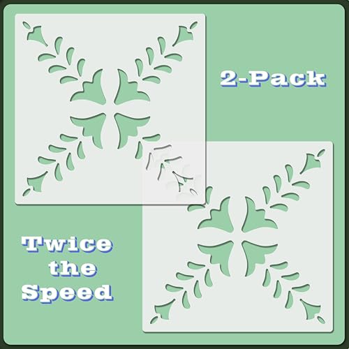 2 Pcs 12" x 12" Tile Stencil Painting Stencil for Walls and Floors - Reusable - Stencils for Painting - Stencil for Home Decor (Vine Wreath) - style: Vine Wreath