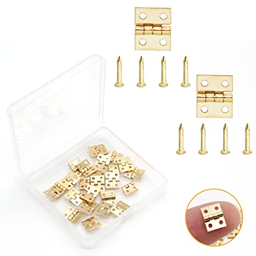 Biaungdo Mini Brass Hinges, 10x8mm, Golden, 24 Pcs - color: Yellow, size: 10x8mm,24Pcs