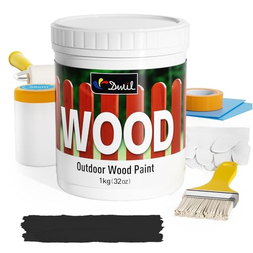 DWIL Wood Paint, Paint for Wood, No Sanding& Fast Dry Outdoor WoodPaint, Water Based& Low Odor Furniture Door Cabinet Paints, Perfect for Indoor/Exterior Black, 50-60sq.ft - color: Black, style: 50 sq.ft