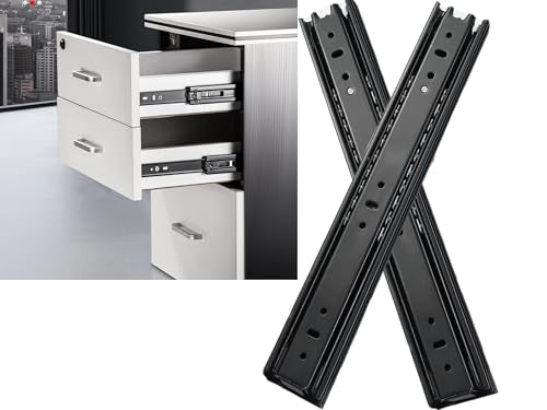 12 Inch Soft Close Drawer Slides Full Extension, Ball Bearing Side Mount Drawer Glides, 100 LB Load Capacity Heavy Duty Metal Rails for Cabinet Wardrobe Dresser Kitchen Drawers, Black (1 Pair)