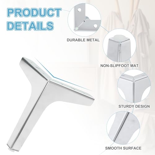 PATIKIL 7 Inch Metal Furniture Legs, 4 Pcs Triangle Furniture Replacement Feet Modern Style Couch Legs for Table Chair Cabinet Cupboard Sofa, Silver - color: Silver, size: 7 Inch