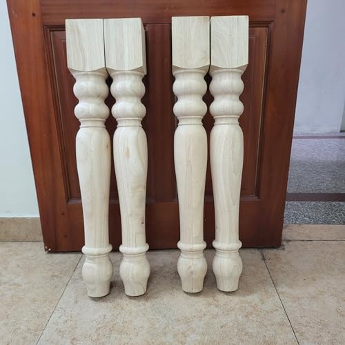 decorluxes Unfinished Farmhouse Table Legs Dining Table 3.7" X 29" Set of 4 DIY Coffee Table Rustic Turned Style Leg | Easy to Paint Any Color You Want (29 inch) - size: 29 inch