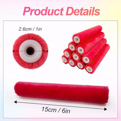 6 Inch Mohair Paint Roller Covers, 10 Pcs Mini Roller Brushes - size: 6",10 pieces,Red