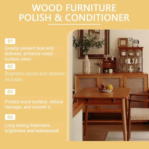 Wood Polish Beeswax Conditioner, Waterproof, Restore Furniture Floor Table