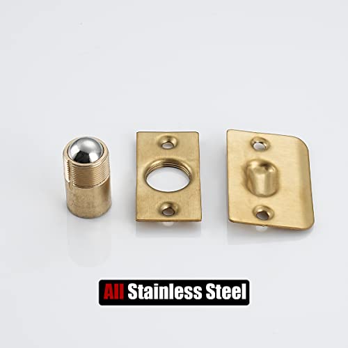JQK Closet Ball Catch Door Hardware, Stainless Steel Catch Adjustable with Strike Plate, Gold Finish 2 Pack, HBC100-BG-P2 - color: Gold, size: Standard 2 Pack