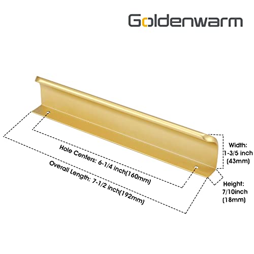 Goldenwarm 10 Pack 6-1/4 Inch Matte Gold Finger Pulls Cabinet Edge Pulls Brushed Brass Drawer Handles Edge Hardware for Kitchen Cupboard - color: Matte Gold, size: Hole Center:160mm(6.3in)
