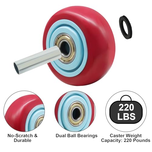 3 Inch Red Heavy Duty Caster Wheels, 4 Pack - style: Red-3Inch