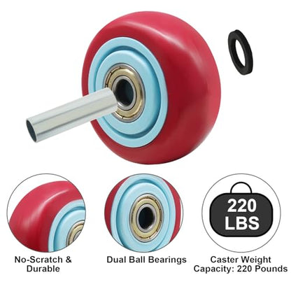 3 Inch Red Heavy Duty Caster Wheels, 4 Pack - style: Red-3Inch