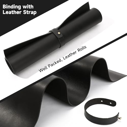 12''X24'' Genuine Leather Sheets - Tooling Leather Fabric Pieces for Crafts, Full Grain Leather Hide Material(Black, 2mm Thick) - color: Black 2
