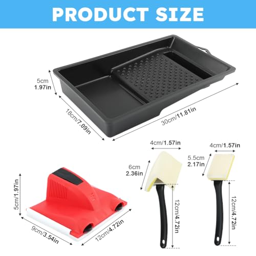Paint Edger with Trim and Touch-Up Pad, Corner Walls & Ceilings Pad Painter Easy-to-Use Edge Painting Tool 6-Inch Painting Wall Edges Paint Pad Set for Home Interior High Ceiling