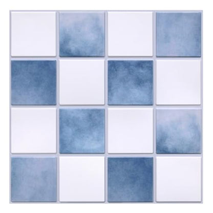Commomy Matte 3D Peel and Stick Tile,10 Pcs 11.8"x11.8" White & Blue - color: White & Gradient Blue