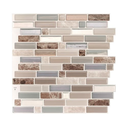 Smart Tiles Peel and Stick backsplash, Mosaic Brown & Beige, 9.72"x9.36" - color: Brown & Beige