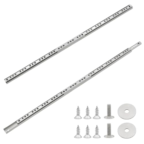 2Pcs 438mm/17.24" Silver Stainless Steel Drawer Slides (1 Pair) - size: 438mm/17.24"