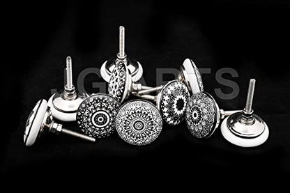 JGARTS Set of 10 Black Ceramic Porcelain Pottery Cabinet knob Drawer pulls Furniture Handles Shabby Chic Vintage