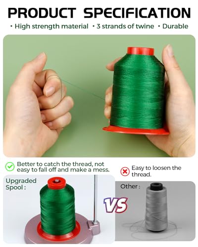 1000 Meters FIVEIZERO Extra Strong Upholstery Thread,Green Bonded Nylon Thread for Denim Leather,Craft,Machine,DIY and Home (1 Pack) CJ - color: Green