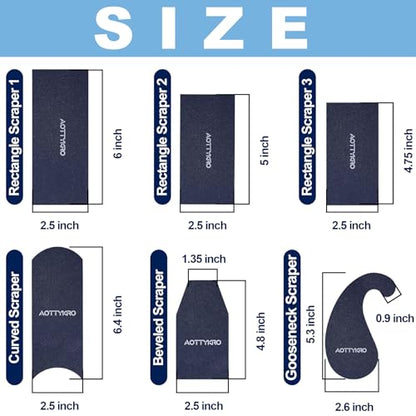 6PCS Cabinet Card Scrapers, High-Strength Blue Spring Steel Woodworking Tools for Engraving, Deburring, Polishing & Contour Sanding - size: Set C