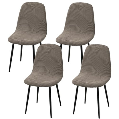 HAOYONG Modern Dining Chair Covers Printed Shell Chair Cover Lounge Armless Chair Cover Stretchable Slipcovers for Kitchen, Office, Dining Room and Living Room(Set of 4) - color: Coffee, size: 4 PCS
