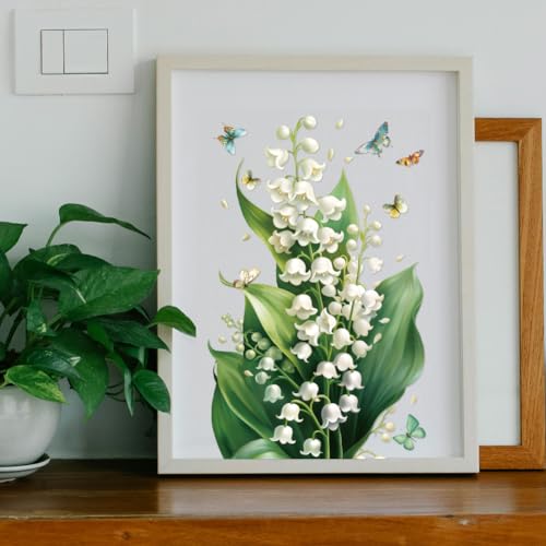 Peacoblue Lily Butterfly Rub On Transfers for Furniture 6"x12" - style: Lily of the Valley and Butterfly