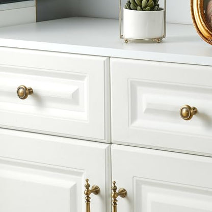 2 Pack Solid Brass Cabinet Knobs, Antique Drawer Knobs, Antique Brass Cabinet Knobs for Kitchen, Bathroom, and Furniture - size: Knob-H