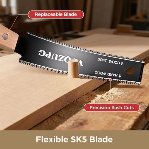2 Pack Japanese Saw 6 Inch, 17/11 TPI Pull Saw for Woodworking Tools