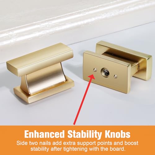VEHCIL 20 Pack Square Brushed Gold Cabinet Knobs,Single Hole Gold Knobs for Cabinets and Drawers Cupboard Closet Bathroom Dresser Hardware,Solid Zinc Alloy - color: Brushed Gold, size: 1.5 Inch Knob
