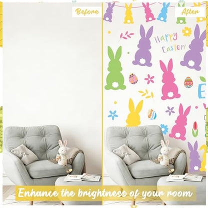 Happy Easter Bunny Wall Decals, 9 Sheets 74 Pcs - color: Easter Bunny