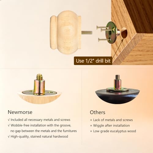 2 Inch Wooden Bun Feet for Furniture Set of 4, Round Unfinished Replacement Legs for Sofa,Couch, Cabinet,Chair,Ottoman