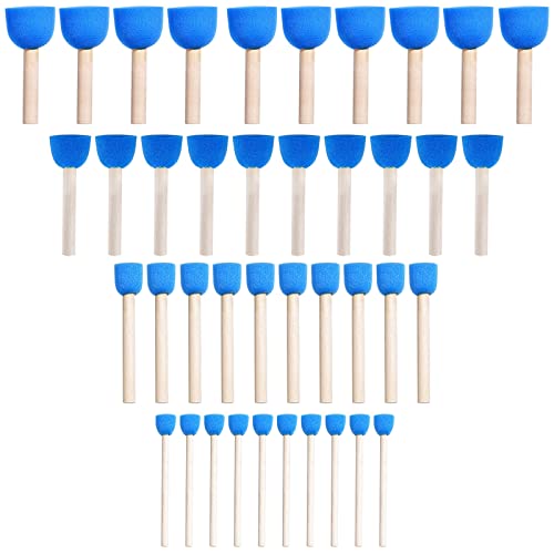 WAFJAMF 40 Pcs Round Sponges Brush Set 4 Sizes DIY Painting Tools Blue - color: Blue