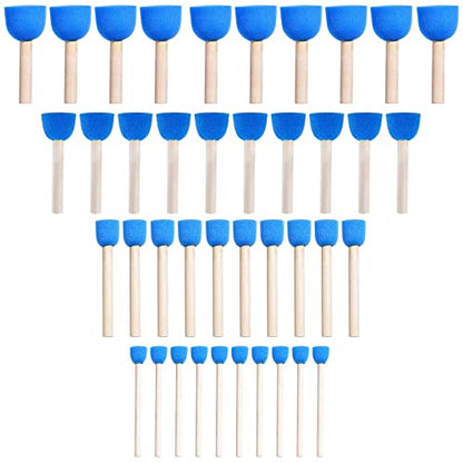 WAFJAMF 40 Pcs Round Sponges Brush Set 4 Sizes DIY Painting Tools Blue - color: Blue