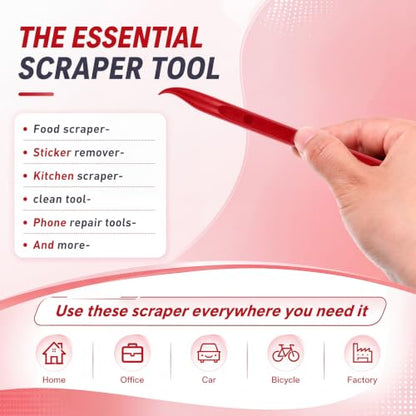 Honoson 9 Pcs Cleaning Scraper Tool Detailing Picks Non Scratch, Red - color: Red