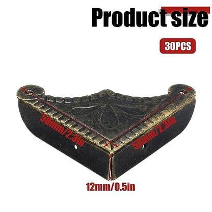 Antique Box Corner Protectors, 2.3"x2.3"x0.5", 30Pcs - size: 2.3"x2.3"x0.5"
