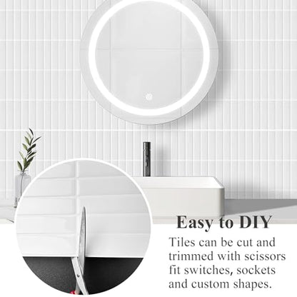 Alwayspon 10 Sheets 3D Peel and Stick PVC Backsplash Tiles, 10"x10" Self-Adhesive Wall Tile Stickers Stick on Subway Tiles for Kitchen Bathroom, Light Cyan - color: T80560
