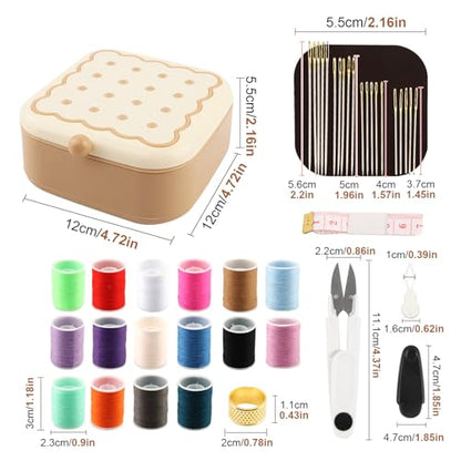 Sewing Kit for Adults and Beginners, 41 Pcs Needle and Thread Set - color: Brown
