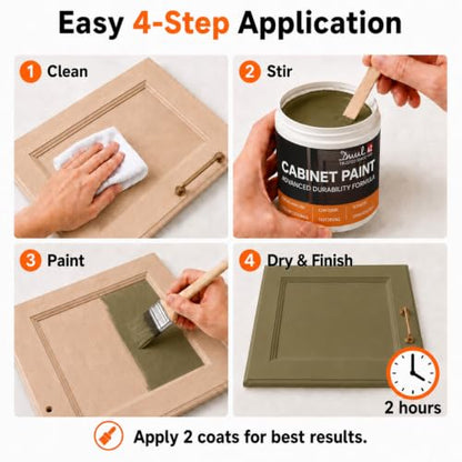DWIL Cabinet Paint, Water Based Kitchen Cabinet Paint, Furniture Paint, Wood Paint, Low Odor, Fast Drying, Semi-Gloss, 32oz Olive Green - color: Olive Green, size: 32 Fl Oz (Pack of 1)