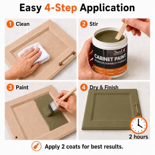 DWIL Cabinet Paint, Water Based Kitchen Cabinet Paint, Furniture Paint, Wood Paint, Low Odor, Fast Drying, Semi-Gloss, 16oz Olive Green - color: Olive Green, size: 16 Fl Oz (Pack of 1)