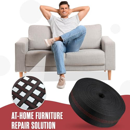 Chair Webbing, Upholstery Strapping, Elastic Furniture Repair, 2IN x 160FT - size: 2 Inch X 160 Feet