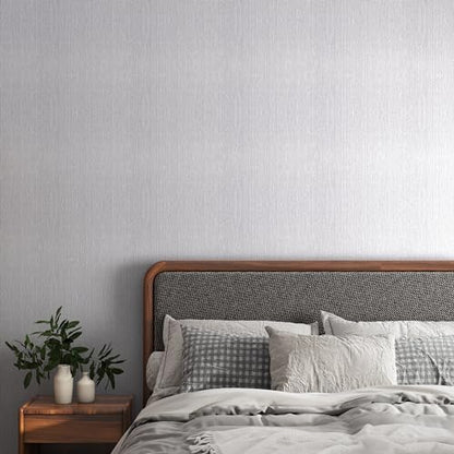 Grasscloth Peel and Stick Wallpaper Textured Gray Fabric Wallpaper Faux Linen Wallpapers 15.7"x78.8" Textured Contact Paper for Cabinets Self Adhesive Removable Wall Paper for Bedroom