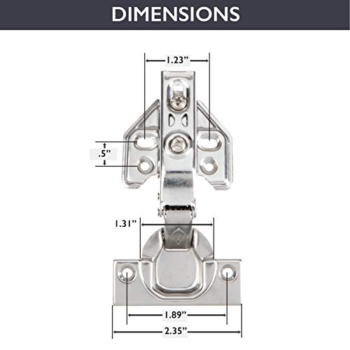 Ilyapa Full Overlay Cabinet Hinge, Satin Nickel - 2 Pack, Frameless, Soft - size: Frameless Full Overlay