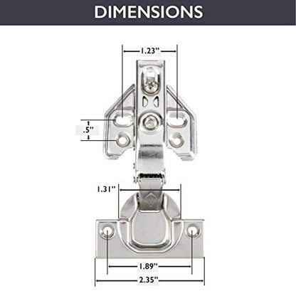 Ilyapa Full Overlay Cabinet Hinge, Satin Nickel - 2 Pack, Frameless, Soft - size: Frameless Full Overlay