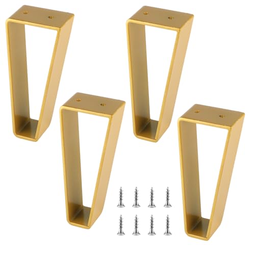 Osring 6 Inch Trapezoid Furniture Legs, Gold Metal Coffee Table Feet 4pcs - color: Gold, size: 6 Inch